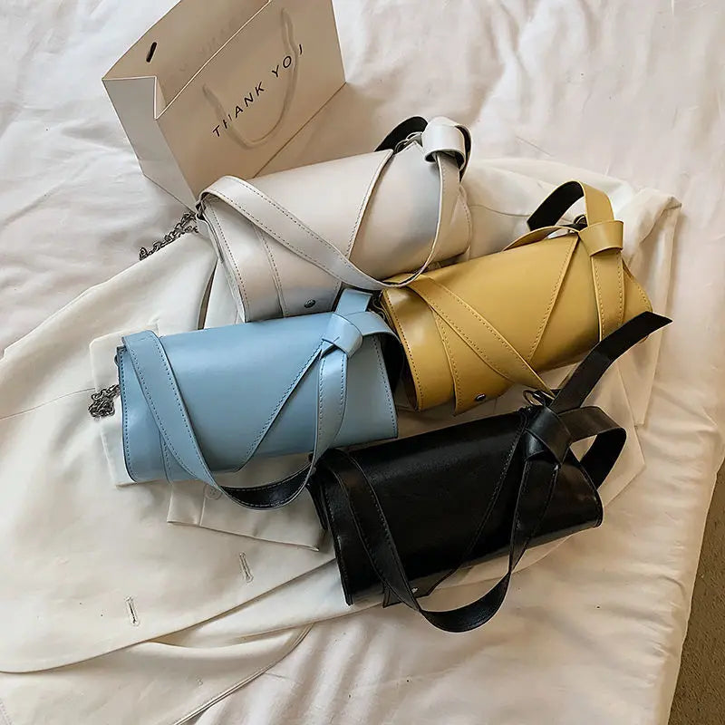 Shoulder Bags Women Solid Underarm Ladies PU Leather Vintage Handbag