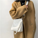 Solid Double Strap PU Leather Shoulder Bag Women 