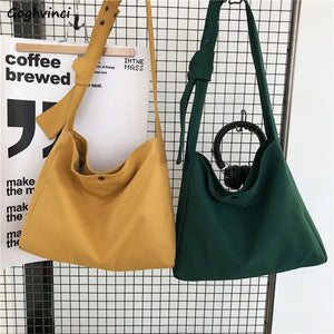 Canvas Shoulder Bag Large Capacity Brief Style Crossbody All-match