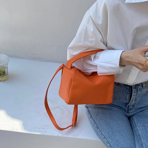 Solid Little Handbags Stylish Top-handle Cross-body Zipper Flaps