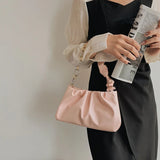Solid PU Shoulder Bag for Women Chain Tote Small S