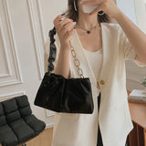 Solid PU Shoulder Bag for Women Chain Tote Small S