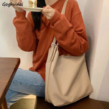 Women's Shoulder Bag Solid PU Leather Soft Big Capacity Style Ulzzang Casual Tot