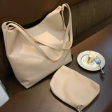 Women's Shoulder Bag Solid PU Leather Soft Big Capacity Style Ulzzang Casual Tot