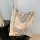 Large Capacity PU Leather Shopping Bag Ladies Tote Retro Vintage Style