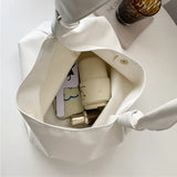 Women's Solid PU Leather Shoulder Bag - Large Capacity Tote