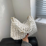 Shoulder Bags Women Solid Folds Square Underarm Bag Texture Retro All