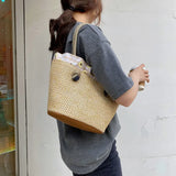 Straw Shoulder Bags Women Totes Large Capacity Lace Travel Beach Handbags