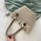 Straw Shoulder Bags Women Totes Large Capacity Lace Travel Beach Handbags