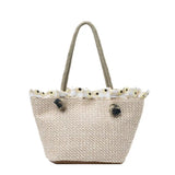 Straw Shoulder Bags Women Totes Large Capacity Lace Travel Beach Handbags