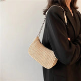 Women Straw Shoulder Bag Summer Beach Travel Handbag