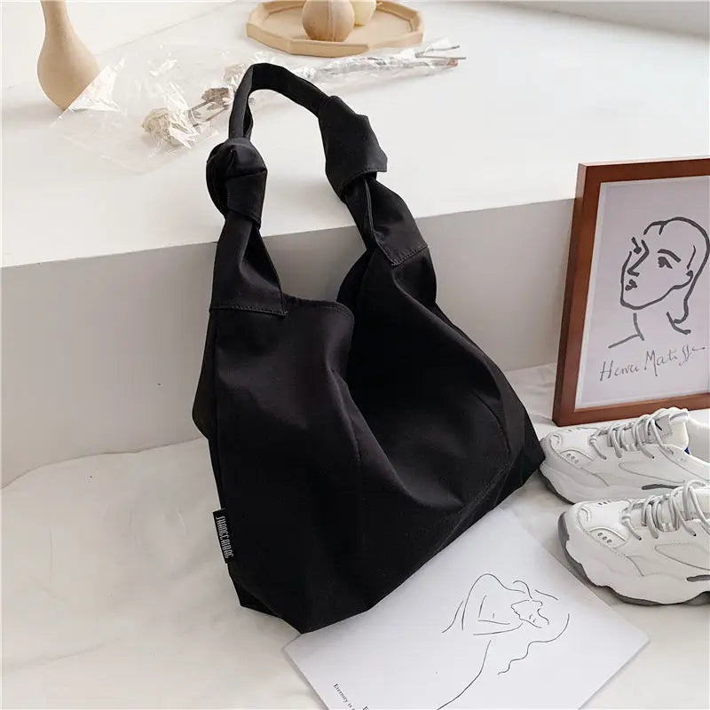 Waterproof Shoulder Bag Women Tie Oxford Pouch Large Capacity Handbag