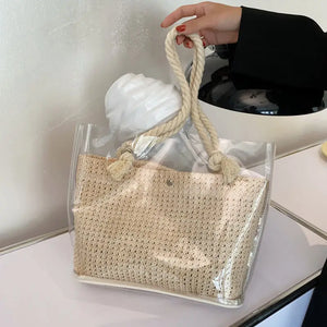 Shoulder Bags Women Summer Woven Underarm PVC Jelly Bag Big Capacity