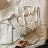 Sweet Bow Pearls Cross Body Mini Handbag Girl Fairy PU Leather Flap Bag
