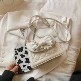 Sweet Bow Pearls Cross Body Mini Handbag Girl Fairy PU Leather Flap Bag
