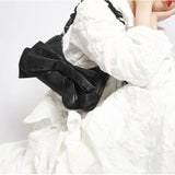 Shoulder Bag Women Sweet Bowknot Chains Crossbody Zipper PU Leather Handbag