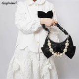 Shoulder Bag Women Sweet Bowknot Chains Crossbody Zipper PU Leather Handbag