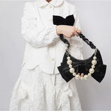 Shoulder Bag Women Sweet Bowknot Chains Crossbody Zipper PU Leather Handbag