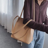 Shoulder Bags Women Thread Pockets Buckets PU Leather Big Capacity OL Handbags