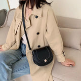 Shoulder Bags Women Thread Solid Office Lady Cross Body Saddle-bag