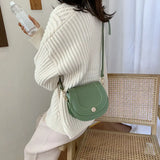 Shoulder Bags Women Thread Solid Office Lady Cross Body Saddle-bag