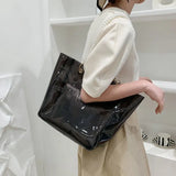 Women Transparent Shoulder Bag Casual Totes Summer Pearls Straps Portable