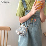 Women Transparent PVC Jelly Bag Chain Pearls Cross-body