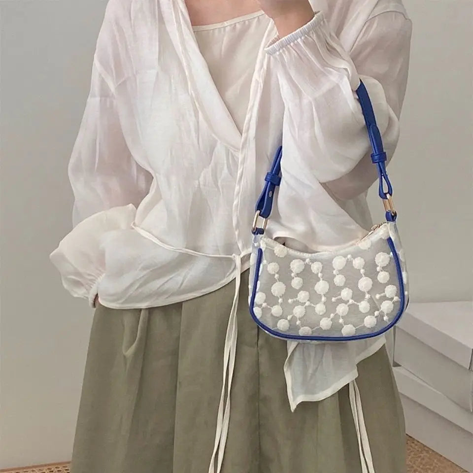 Shoulder Bags Women Transparent Zipper Underarm Floral Print All-match