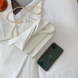 Pearls Chain Shoulder Bag Lady Cross Body Bow Flap PU Leather