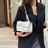 Pearls Chain Shoulder Bag Lady Cross Body Bow Flap PU Leather
