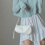 Underarm Shoulder Bag Women PU Leather Stylish Soft Zipper Little OL Sweet