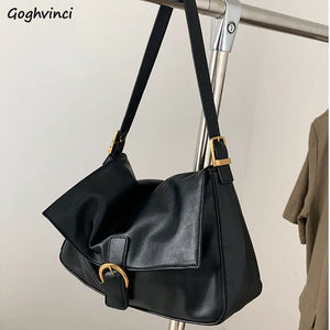 Vintage PU Leather Shoulder Bag Soft Large Capacity Tote Bag