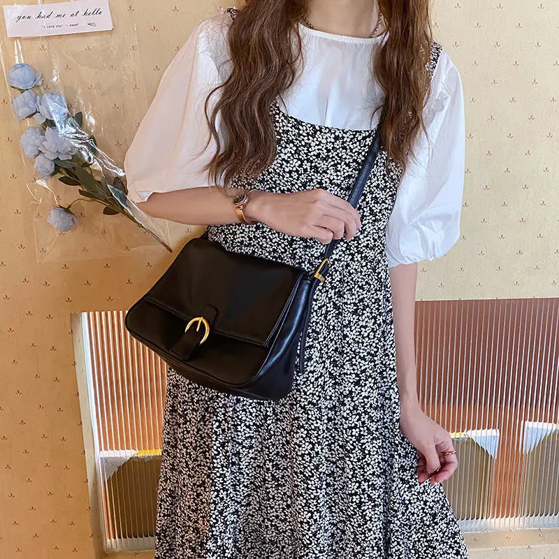 Vintage PU Leather Shoulder Bag Soft Large Capacity Tote Bag