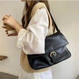 Vintage PU Leather Shoulder Bag Soft Large Capacity Tote Bag