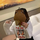 Shoulder Bags Women Vintage Cartoon PU Leather Chain Cross-body Handbag