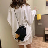 Shoulder Bags Women Vintage Cartoon PU Leather Chain Cross-body Handbag
