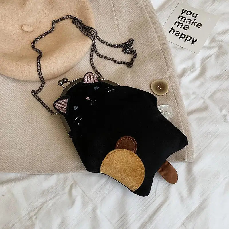 Shoulder Bags Women Vintage Cartoon PU Leather Chain Cross-body Handbag