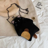 Shoulder Bags Women Vintage Cartoon PU Leather Chain Cross-body Handbag