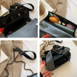 Vintage PU Leather Shoulder Bag with Bow Chain Flaps