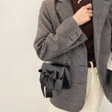 Vintage PU Leather Shoulder Bag with Bow Chain Flaps