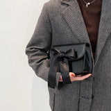 Vintage PU Leather Shoulder Bag with Bow Chain Flaps