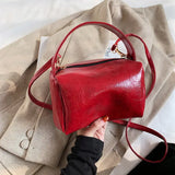 Vintage PU Leather Shoulder Bags Women Retro Crossbody Handle Office Ladies