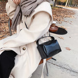 Vintage PU Leather Shoulder Bags Women Retro Crossbody Handle Office Ladies