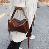 Vintage PU Leather Shoulder Bags Women Retro Crossbody Handle Office Ladies