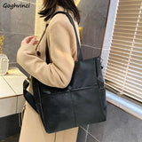 Vintage PU Leather Shoulder Bag Women Large Capacity Casual Totes Cross-body