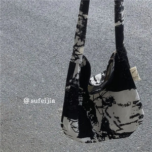 Vintage Tie-dye Linen Bag Cross-body Leisure Totes Handbags