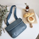 Shoulder Bags Women Wide Cross-body Thread PU Leather Flaps Vintage Handbag