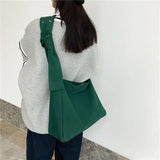 Canvas Cross-body Tote Wide Strap Shoulder Bag Vintage