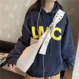 Canvas Cross-body Tote Wide Strap Shoulder Bag Vintage