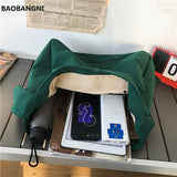 Canvas Shoulder Bag Wide Strap Cross-body Tote